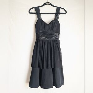 Y2K Black Chiffon Mini Dress Satin Waist Feminine Fit Size S